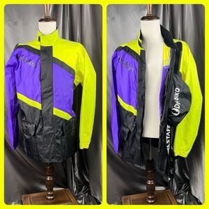 VTG Belstaff Dry Rain Jacket Nylon Moto Retro Purple Neon Storage Fanny Bag Sz L